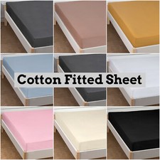 100% Egyptian Cotton Fitted Sheet 200TC Single 4FT Small Double King Super King