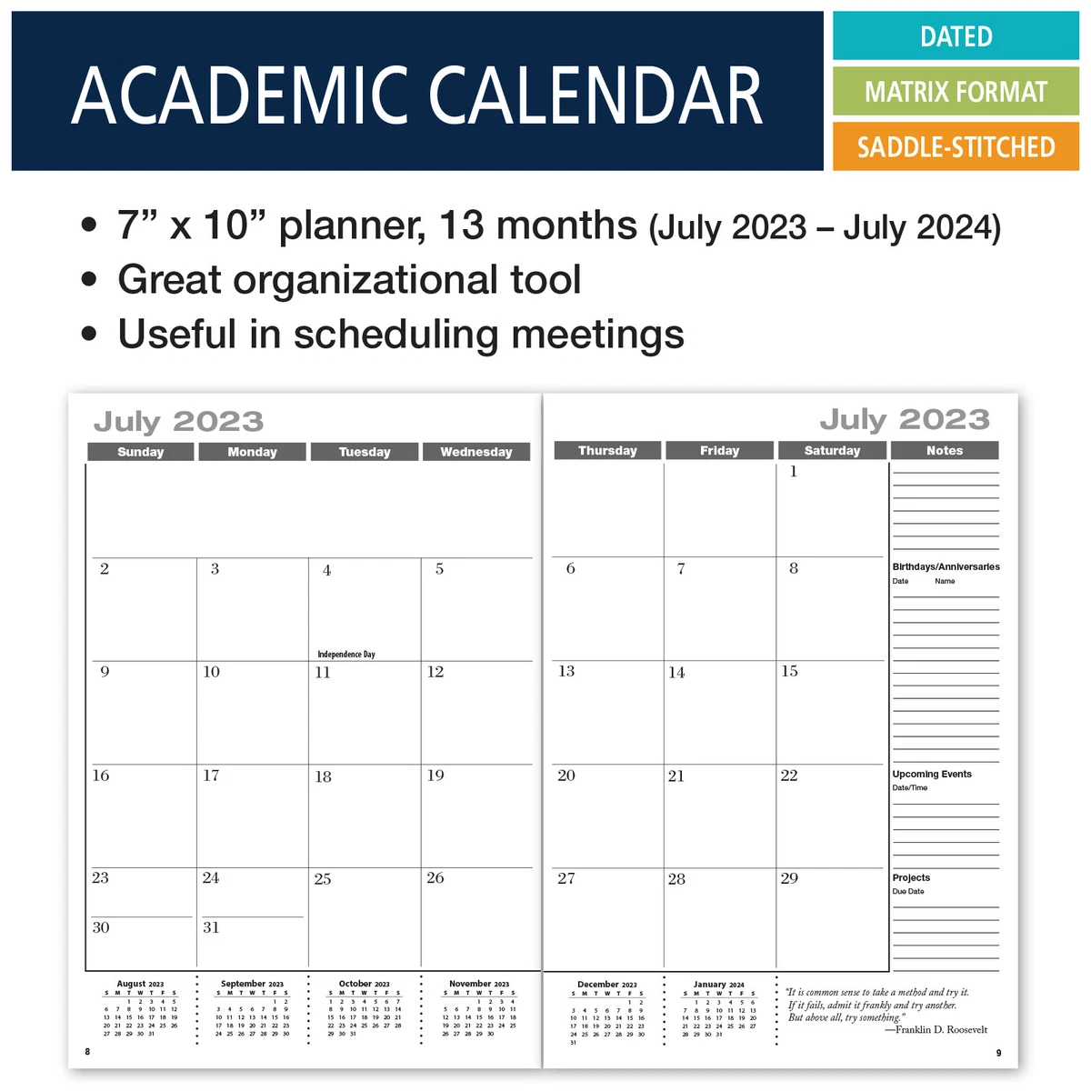 Academic Calendar AY 2023-2024 (Blue) | eBay