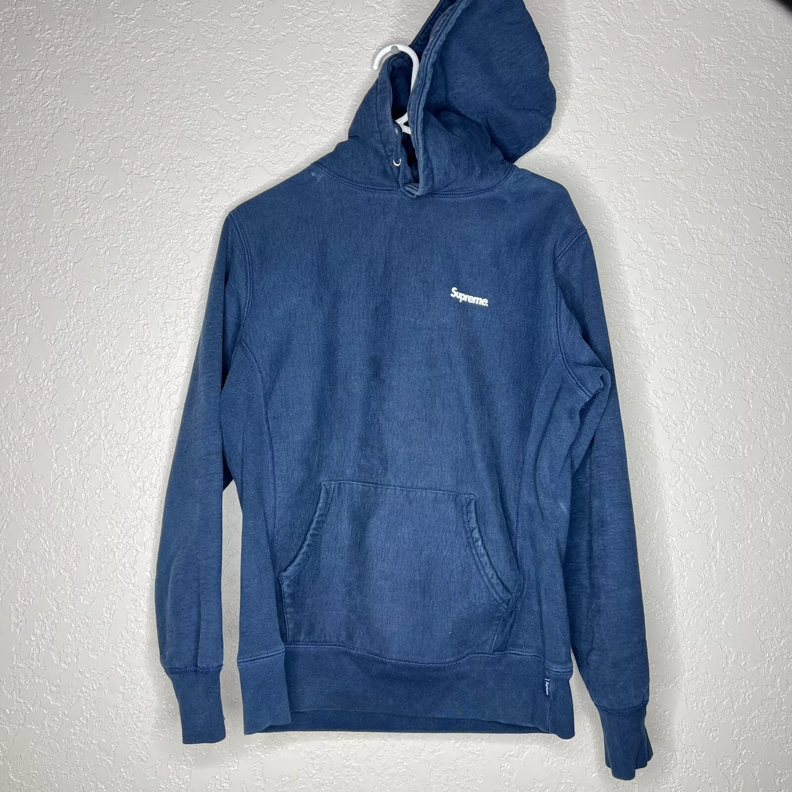 Sweat à capuche Supreme 100 % authentique, MOYEN MARINE