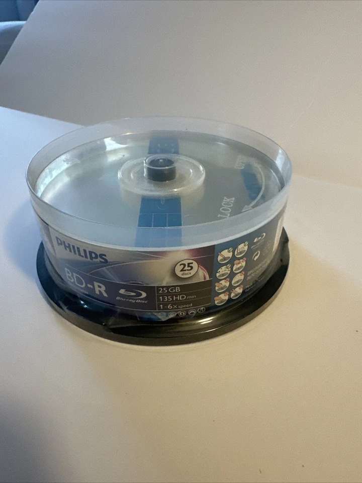 Philips Blu-Ray BD-R 25GB 6 X скорость 25-упаковка новый запечатанный - Изображение 2 из 3