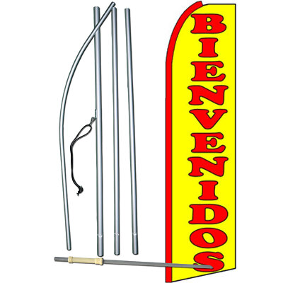 Bienvenidos Flag with Flag Pole and Spike