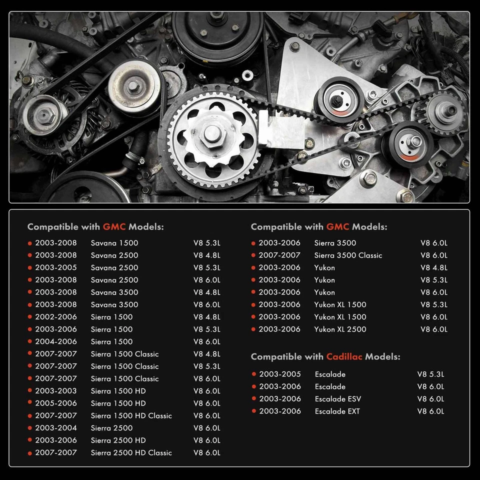 3Pcs Serpentine Belt Drive Component Kit for Chevrolet Silverado 1500 HD Tahoe - Image 3 of 4