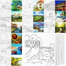 12 Pre Drawn Stretched Canvas 6x6 For Painting Adults Landscape Bulk Clearance
