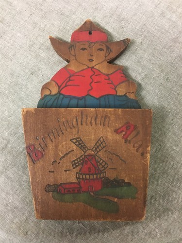 1940's Wood Dutch Boy Wall Pocket Birmingham AL Souvenir 