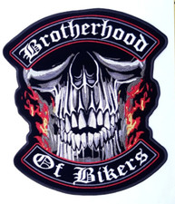 Brotherhood Of Bikers Iron On Sew On Embroidered Back Patch 10 1/2" x 11 3/4"
