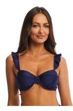 New Time Tru Womens Ruffle Underwire Bikini Top Size S 4-6
