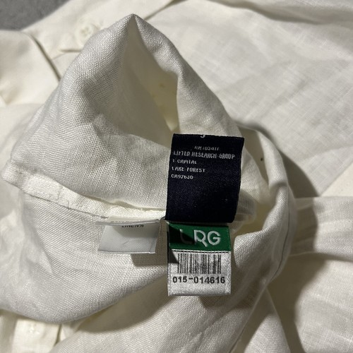 Vtg LRG Lifted Research Group Shirt Mens 3XL White Linen Short Sleeve Beach - Picture 8 of 10