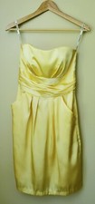 David's Bridal Dress 6 Strapless Empire Pockets Yellow Bridesmaid Prom Formal