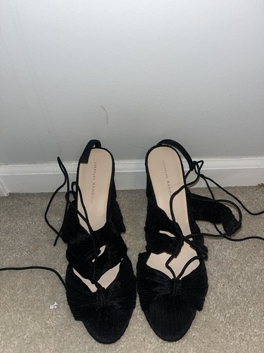 Loeffler Randall Teresa Pleated Lace Up High Heel Sandals, 11 - Picture 4 of 9