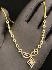 Pave 1.90 Cts Round Brilliant Cut Natural Diamonds Necklace In 585 Fine 14K Gold