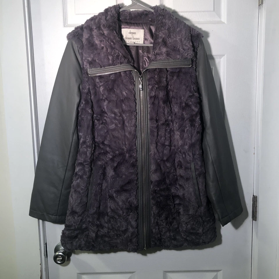 Chaleco Chaqueta DENNIS BASSO Sterling Para Mujer Gris Imitación Piel Imitación Cuero 2-1 - M