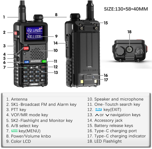 BAOFENG Radio 5RM 10W Ham Radio Long Range Handheld Upgrade of UV-5R AR-5RM Two - Photo 8/9
