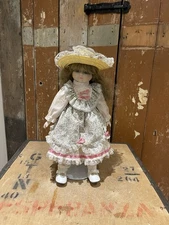 Vintage Porcelain Doll On Display Stand Collectable