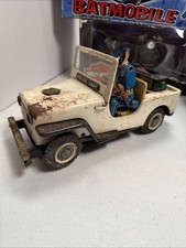 Nomura Japan Police Patrol Jeep White Tin Toy Battery-Op 1950's Not Working