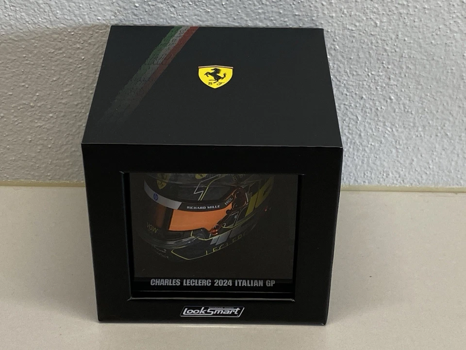 MODELLINO CASCO F1 HELMET 1:5 LOOKSMART FERRARI LECLERC #16 WINNER MONZA GP 2024 - Immagine 3 di 4