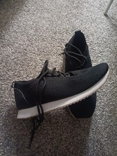** SMART CASUAL BLACK LACE UP TRAINERS, ATHLETIC SHOES, GYM PE  WALKING SIZE 5