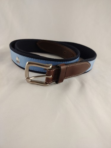 Vineyard Vines Belt Mens Size 40 Boats Canvas Leather 1.25" Wide USA Nautical
