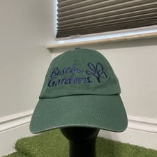 Busch Gardens Adjustable Strapback Baseball Hat Cap Green Amusement Park Promo