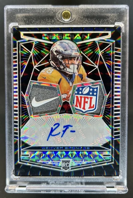 2018 Obsidian Royce Freeman Rookie Ink NFL Shield Nike Patch White Auto #1/1