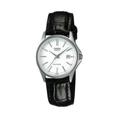 Casio Women s Black Leather Band Silver Dial Analog Watch - LTP-1183E-7A