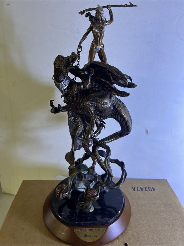 Boris Vallejo Bronze Sculpture Franklin Mint Maiden Serpent's Spear