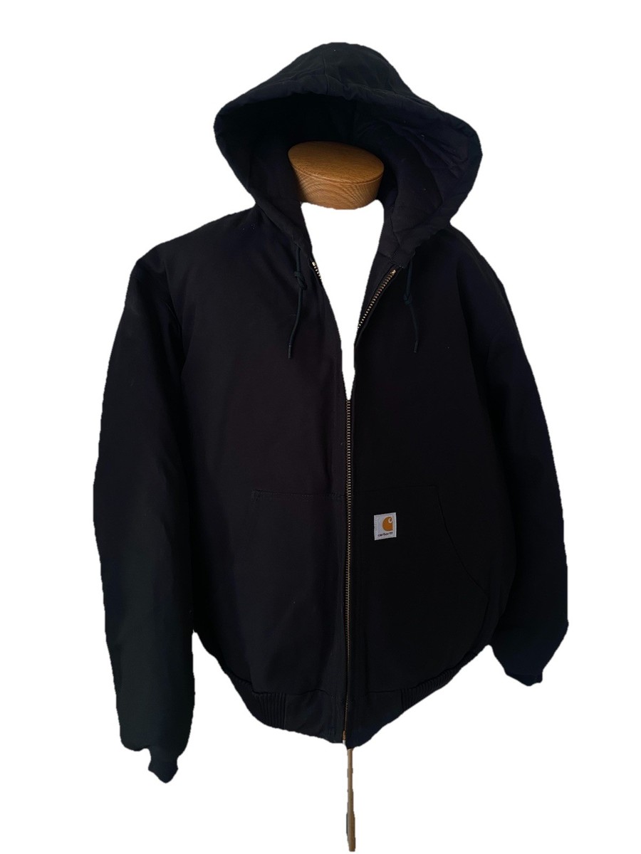 Carhartt ActiveJacket J140-BLK M USA製 Carhartt J140 BLK Active Jacket Duck Hoodie NWT Black Lined Work