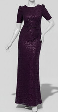 XSCAPE Women's Purple Sequined Lace Gown Dress Size 6
