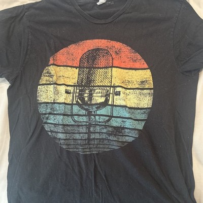Vintage Microphone T-Shirt, Retro Sunset Music Podcaster Tee 