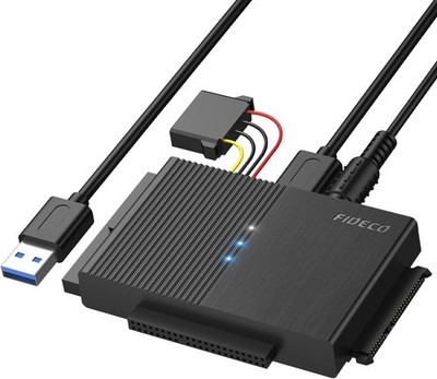 FIDECO IDE und SATA Adapter, USB 3.0 Festplatten Adapter mit Netzschalter, SATA