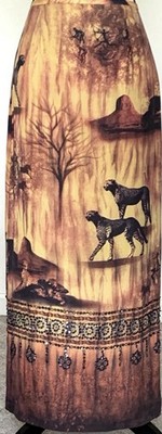 Vtg 90s Y2K Silk Club Collection Sz XS Leopard Print 100% Silk Beaded Skirt Boho