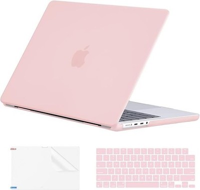 EooCoo MacBook Pro 14 Case Keyboard Cover Screen Protector Pink