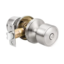 knobelite 2 Pack Satin Nickel Door Knobs Privacy Function Keyless Locks Inter...