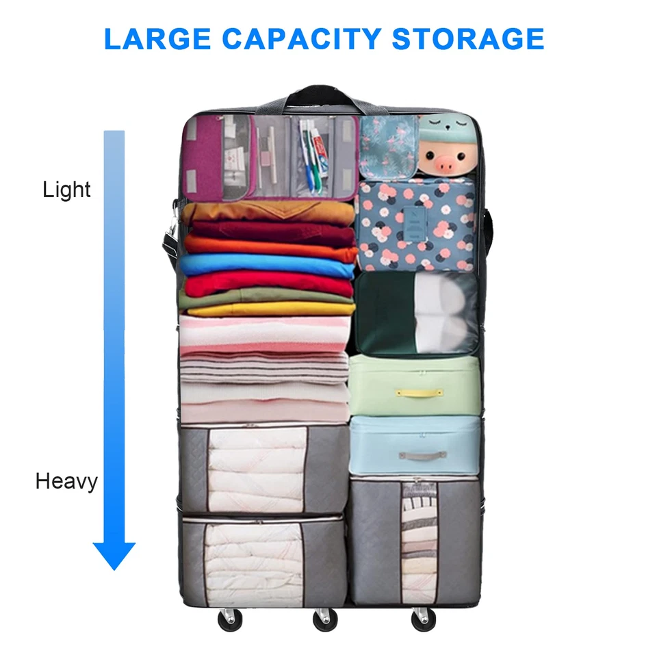 32"/42" Foldable Duffle Luggage Bag Expandable Men Travel Bag w/ Rolling Wheels - Image 4 of 4