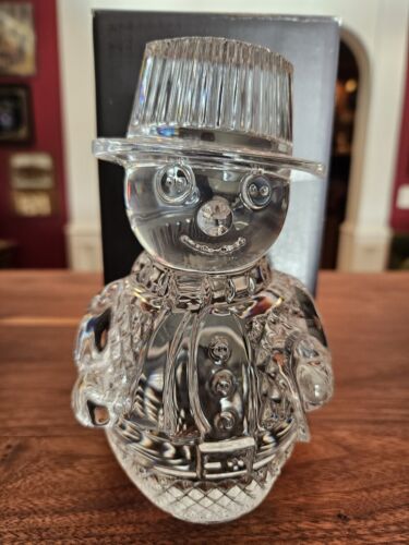 Waterford Lead Crystal Snowman Sculpture Figurine With Stickers #40023138  - Afbeelding 1 van 16