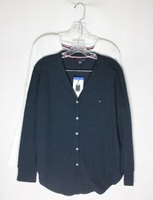 Tommy Hilfiger Waffle Knit Tie Front Cardigan Lightweight Sweater Women's L NWT