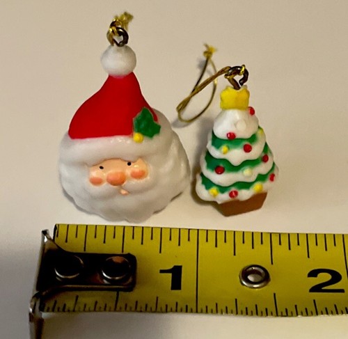 70s Vintage Miniature Christmas Ornaments Santa Xmas Tree Set Of 2 - Picture 4 of 10