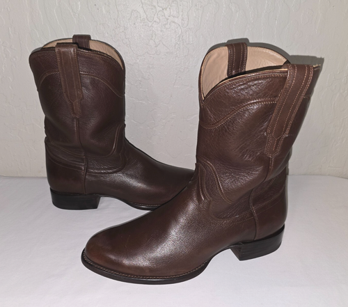 Tecovas The Earl Roper Dark Brown Calf Goat Leather Cowboy Boots Men's 11.5 EE