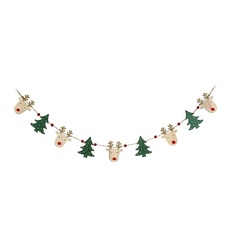 Heaven Sends Wooden Reindeer and Tree Christmas Garland Novelty Decoration
