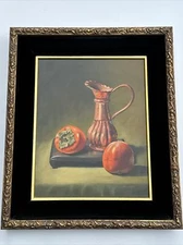 NEL CARY PAINTING REALISM PERSIMMONS FRUIT FINEST STILL LIFE LISTED FAMOUS OIL