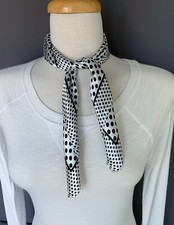White Black polka dot scarf Satin silky square neck hair headband kerchief