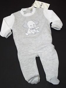 Emc Baby Strampler Jungen Einteiler Elefant Grau Weiss Gr 56 62 68 74 Neu Ebay