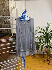 Transit Silk Midi Grey Sleeveless Dress/Tunick Women's Button Neckline Size 10