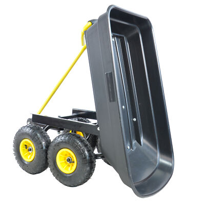 Wheelbarrow Heavy Duty Wagon Garden Cart Yard Dump Lawn Utility Outdoor Black