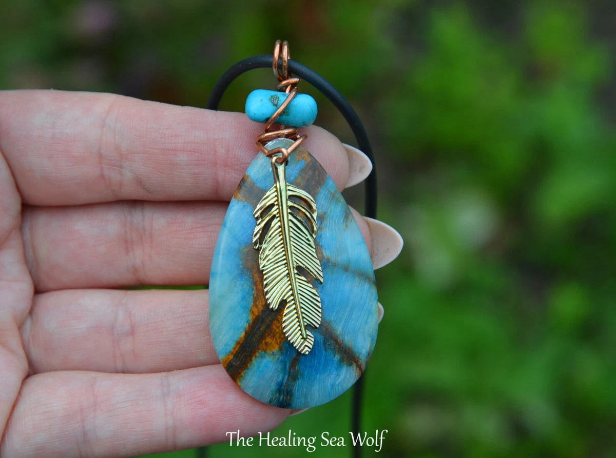 Blue 2024 feather necklace