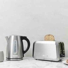 Haden Stoke Stainless Steel 1.7L 360&deg; Kettle & 2 Slice Wide Slot Toaster Set