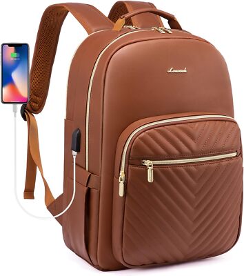 LOVEVOOK Sac à Dos Ordinateur Portable pour Femme, Faux PU 17