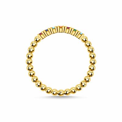 THOMAS SABO Ring „Kugeln“ – 925 Silber, Vergoldet, Mit Farbigen Steinen