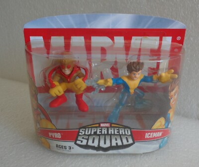 NEW 2007 HASBRO MARVEL SUPER HERO SQUAD PYRO & ICEMAN 2 FIGURE SET