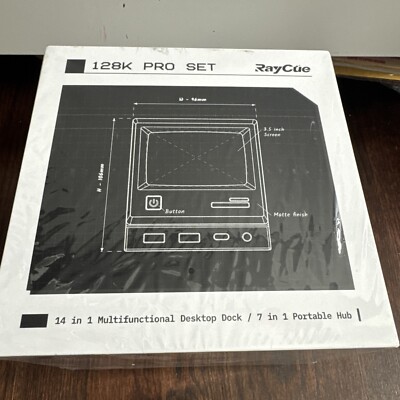 RayCue 128K Pro DK300 Retro White 14 In 1 Multifunctional Desktop Dock. New Seal