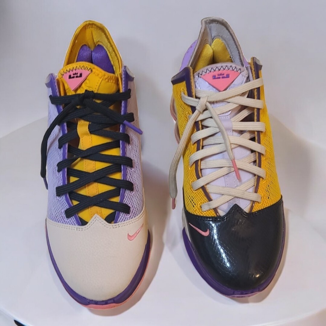 【美品】NIKE Lebron 19 Low LA Yellow/Purple NIKE LEBRON 19 LOW * Mismatch Lakers * Purple Yellow DO9829-500